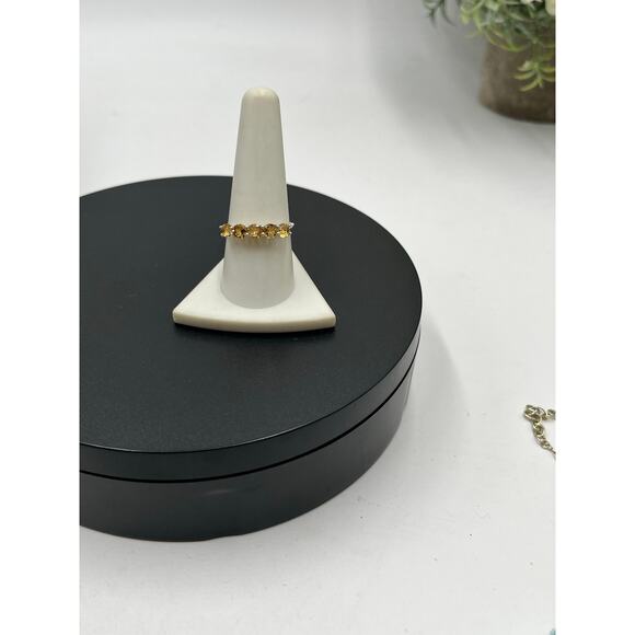 Chuck Clemency STS 925 Signed Citrine Five Stone Sterling Silver Ring Size 9.5 - Picture 2 of 9